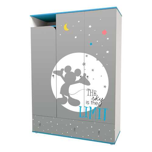 Детский шкаф трехсекционный Polini Disney baby Микки Маус с ящиками, белый-серый в Мария