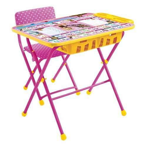 Комплект мебели Nika kids Азбука: Маша и Медведь стол 60х45 см с пеналом и стул розовый в Мария